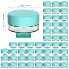 Houseables blue plastic 3-gram jars pack laid out for cosmetics and samples