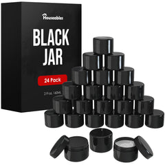 Houseables cosmetic containers with lids 2oz black jar showcases durable, travel-ready storage for creams.