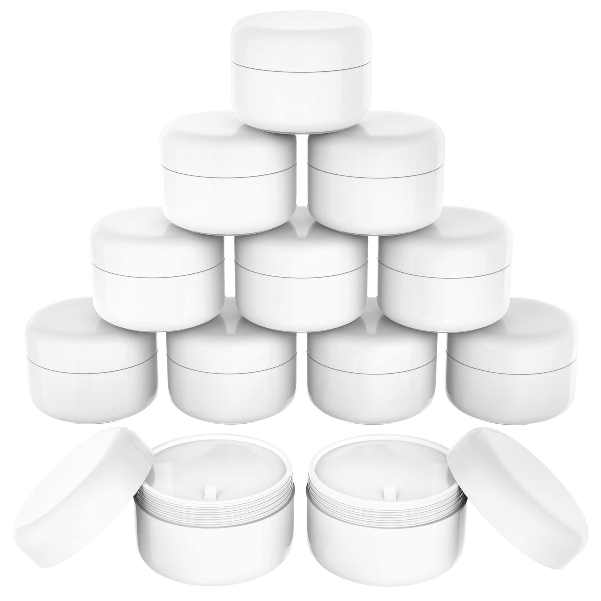 Houseables lotion jars white PP lids closeup with durable air-tight seal for creams.