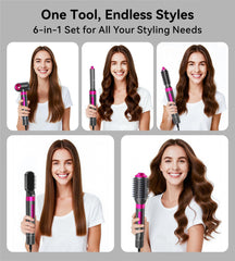 Househerb 6in1 hair-dryer-brush side view shows ergonomic design for daily use.