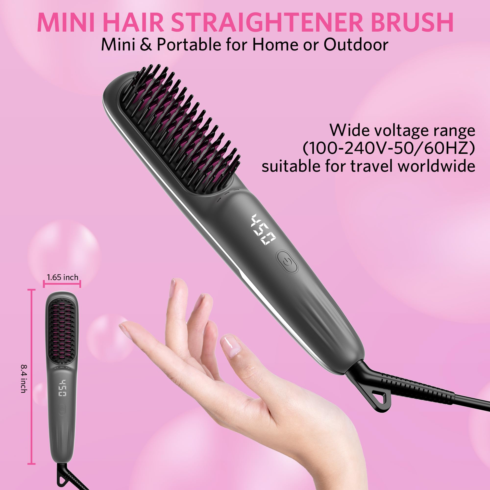 Househerb hair straightener brush anti-scald design protects the scalp during styling.