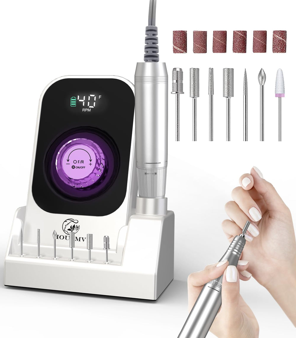 HOUSMV portable nail drill front view at 40000 RPM for fast gel polish removal