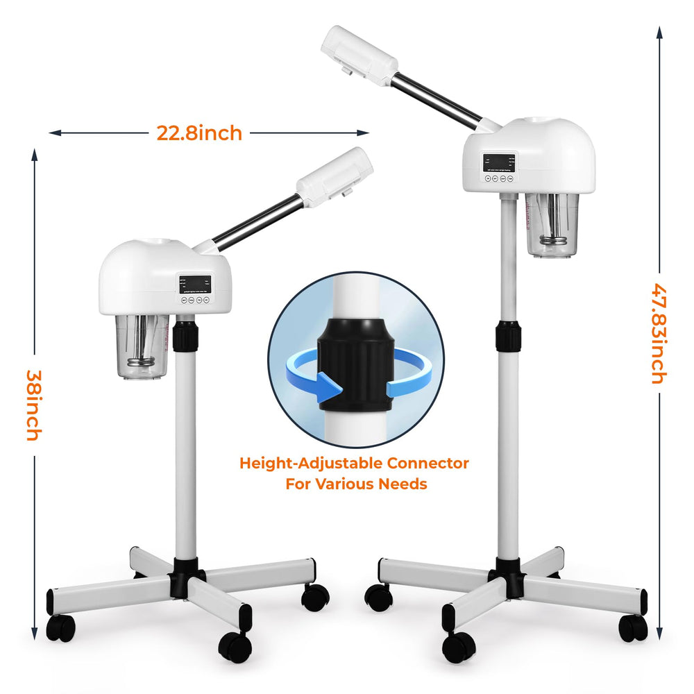 Hovinke steamer delivering fast hot mist to prep skin quickly.