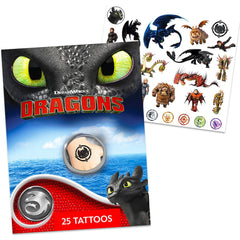 How To Train Your Dragon tattoo set sheet 2 featuring Toothless for kid-friendly party fun.