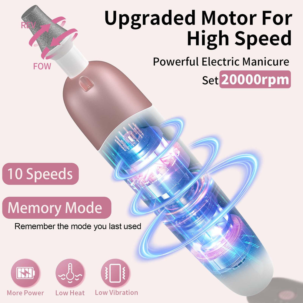 Hoxida 10-speed dial highlights precise control for mani-pedi tasks.
