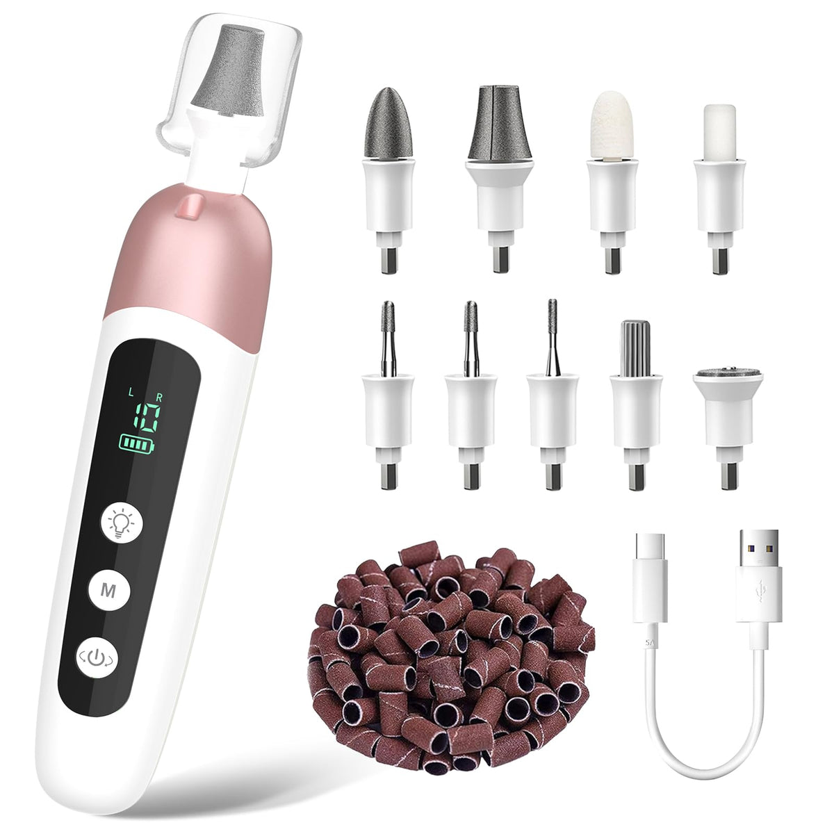Hoxida cordless nail file set front view for at-home manicures.
