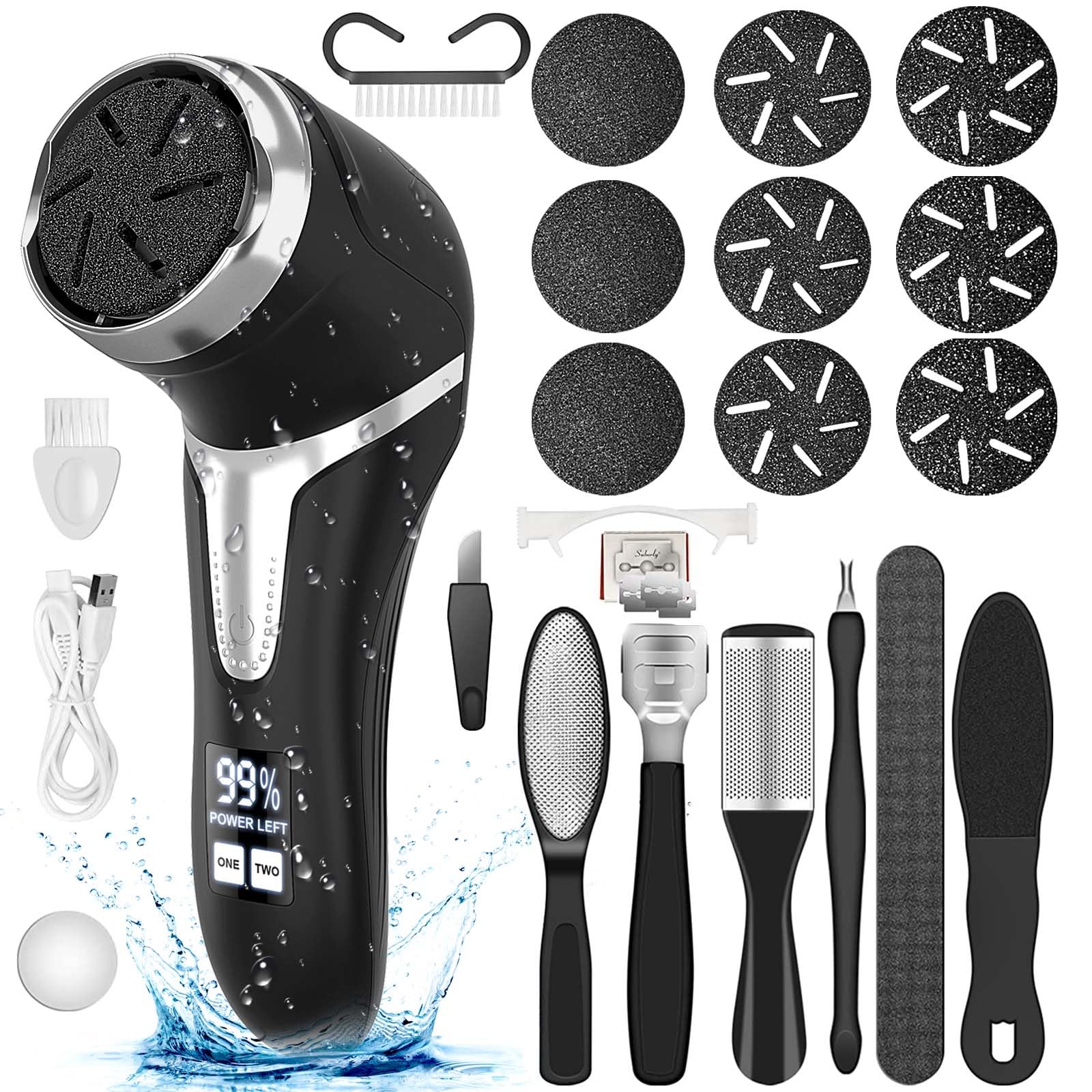 Hoxida electric callus remover front view shows compact design for home pedicure.