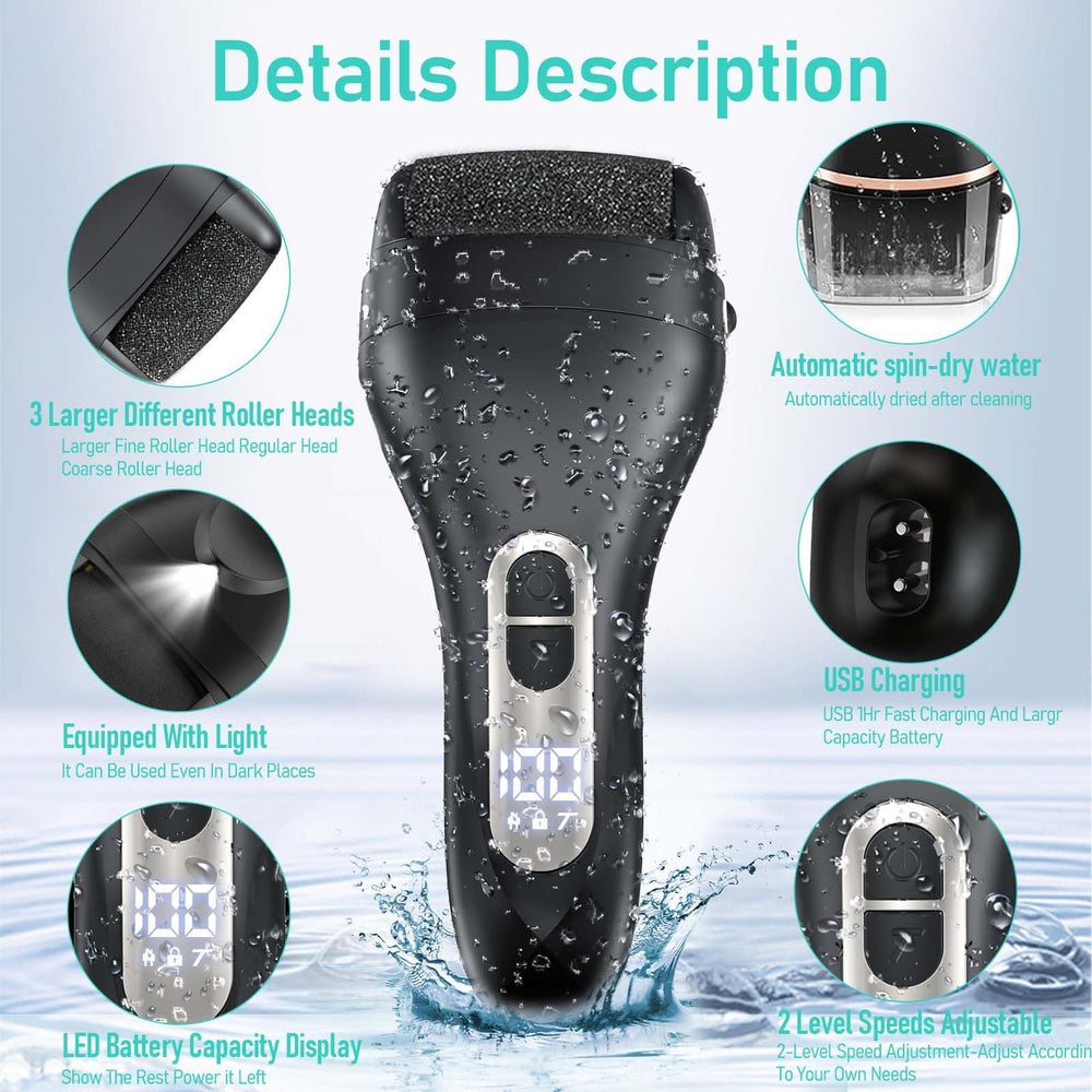 Hoxida callus remover IPX7 waterproof design for wet or dry use