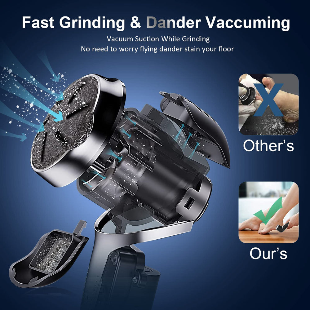 Hoxida electric callus remover LCD display highlights battery status and safe operation.