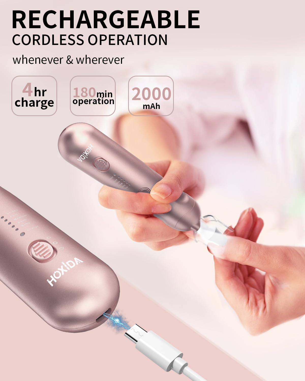 Hoxida low-noise, low-heat motor keeps sessions comfortable and discreet.