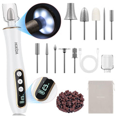 Hoxida nail drill with 360° LED light aids precise at-home manicure.