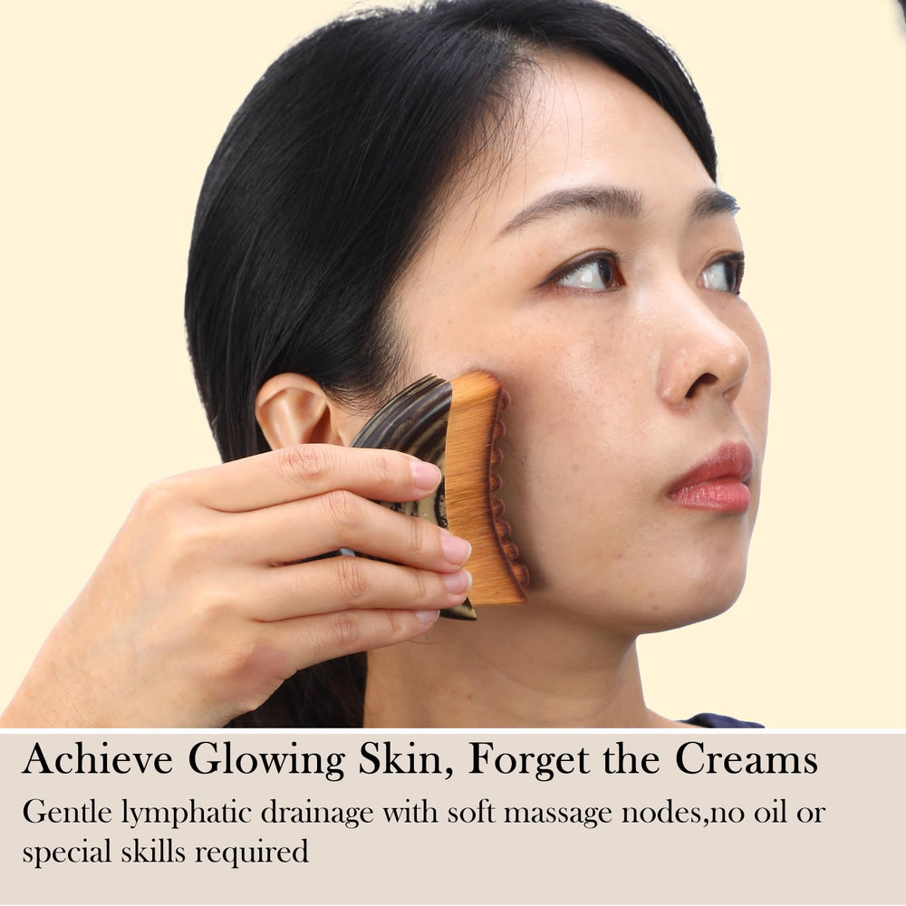 HOYECL Lymphatic Face Brush ergonomic curve design highlights reach to cheeks and jawline for gentle contouring