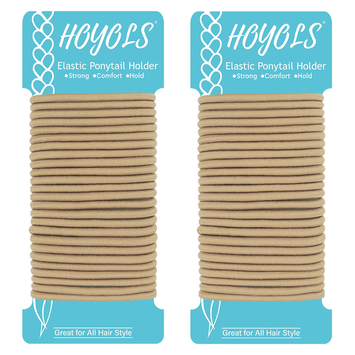 HOYOLS light blonde ponytail holders pack closeup shows soft elastic for everyday ponytails