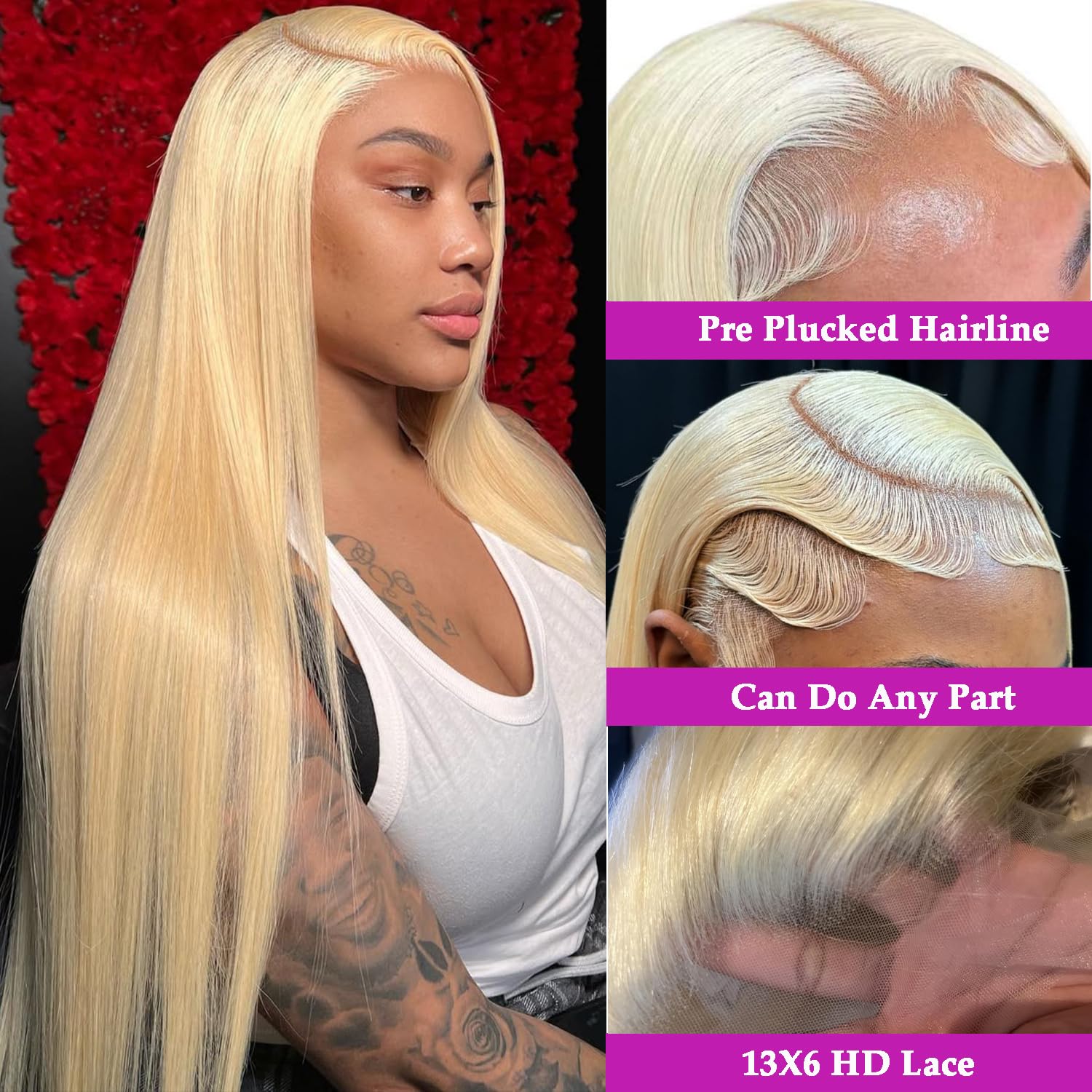 HPJIQ 613 lace-front wig dyed-straight style demonstrates daily-wear versatility.