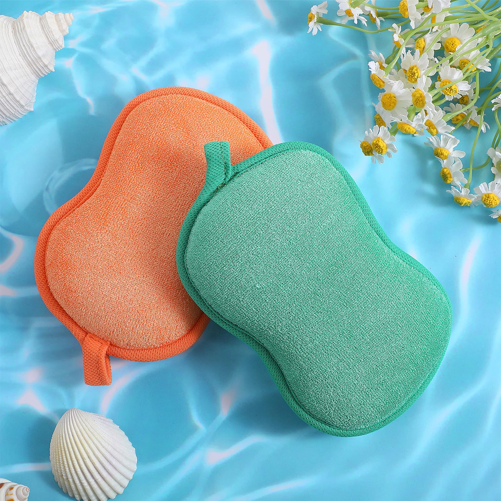 Hpmjz bath sponge dimensions 5.70 by 3.74 by 1.57 inches for a snug fit