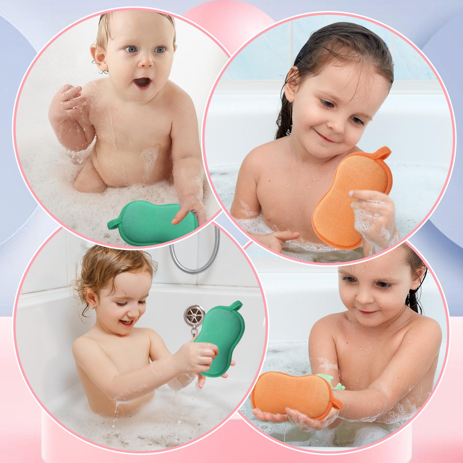 Hpmjz baby bath sponge featuring hanging hole for easy drying