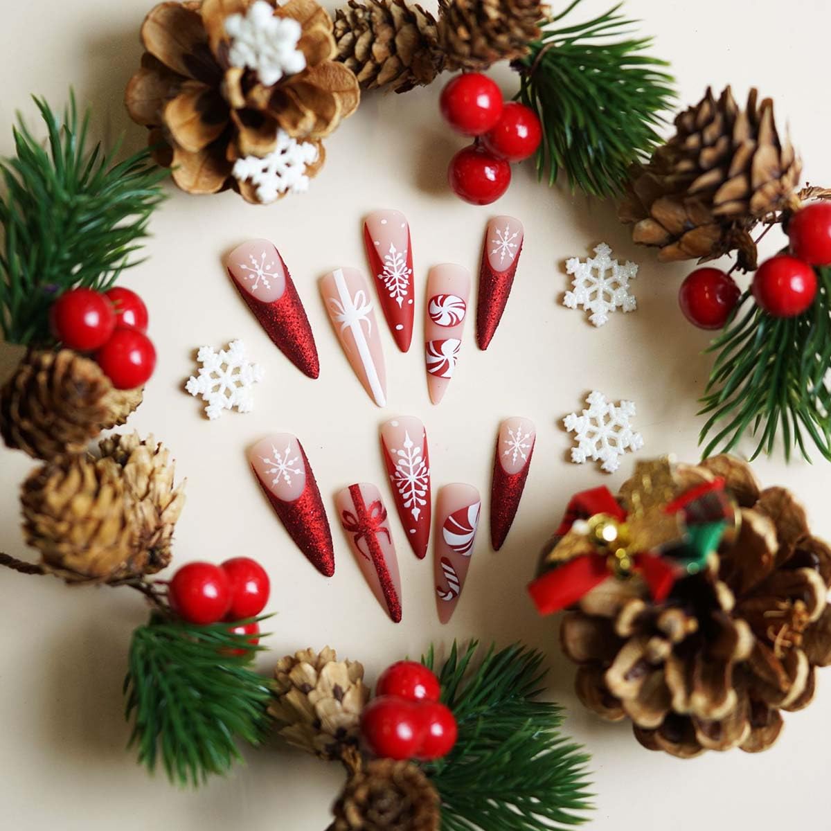HPYFOI bow design nails offering elegant accent for gatherings