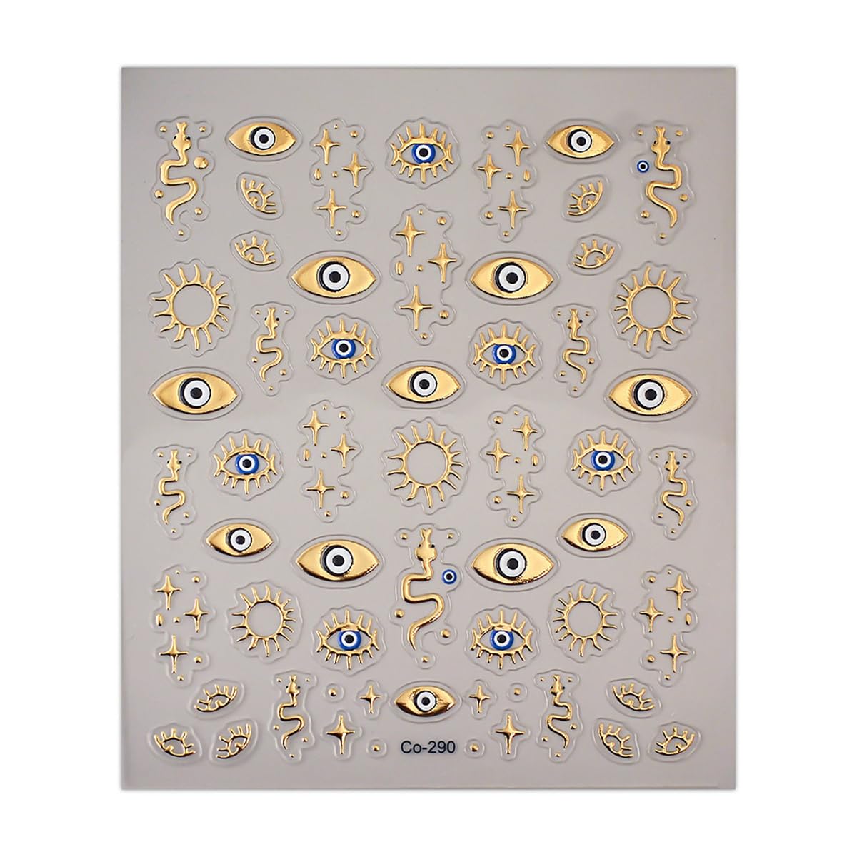 HPYFOI Gold Evil Eye Nail Stickers suitable for home and professional use.