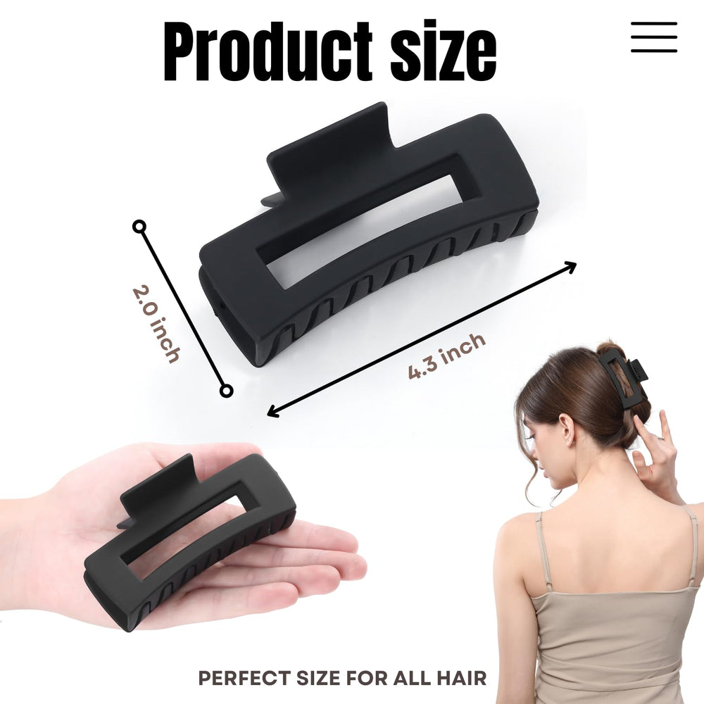 Clip HQ-SITE rectangular mate de 4.3 pulgadas para cabello grueso.