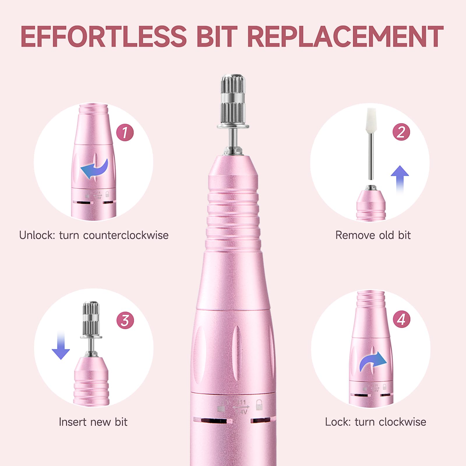 HQMPHQ lightweight portable belt-clip drill supports travel manicures anywhere.