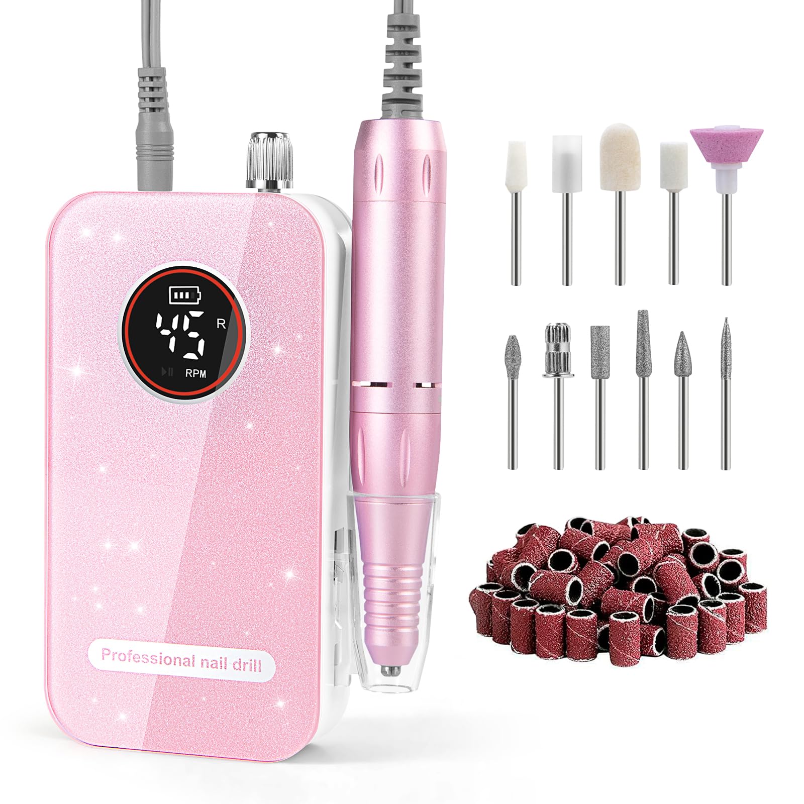 HQMPHQ professional nail drill front view showcases compact design for salon or home use.