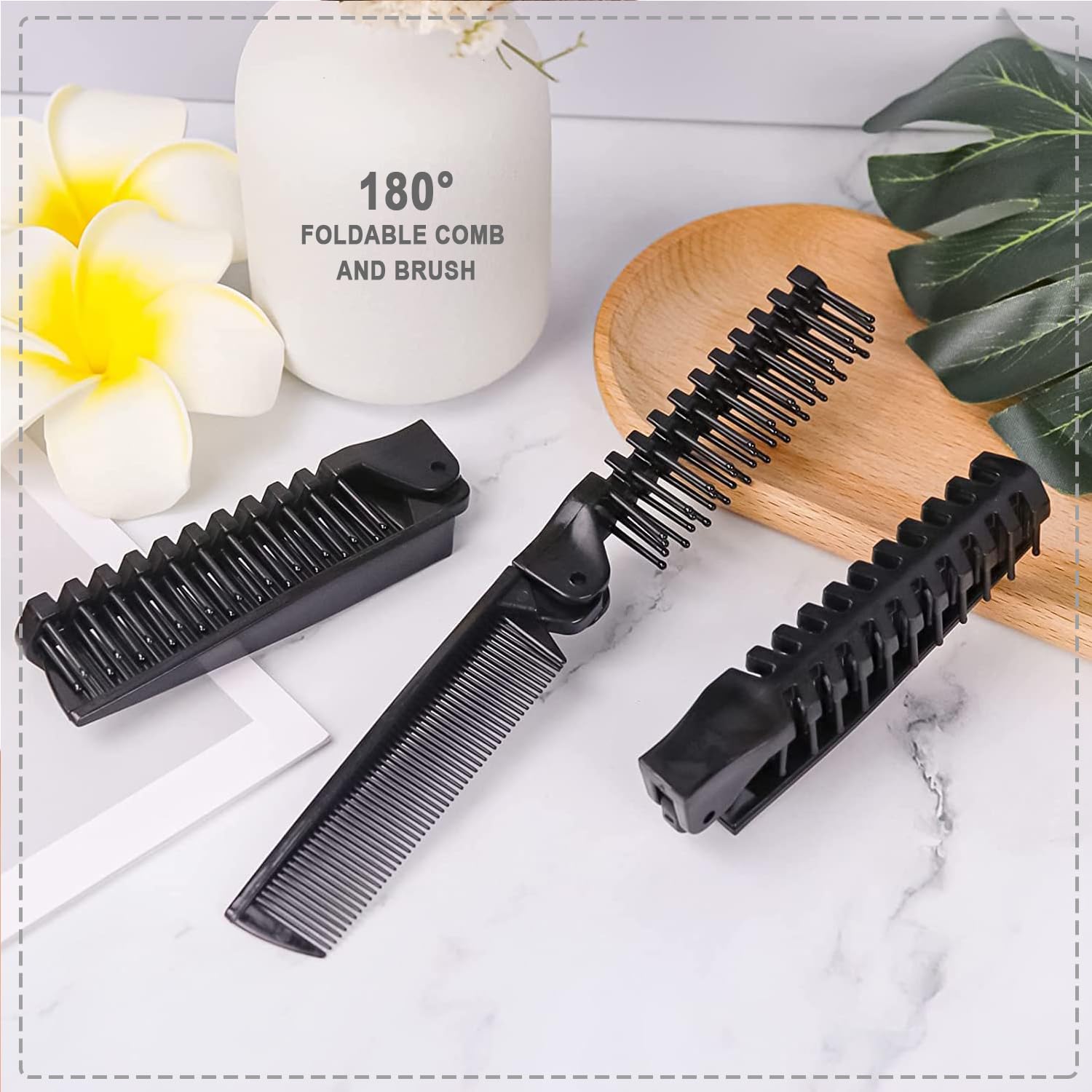 HQSLsund foldable comb double-headed with coarse and fine teeth for versatile styling.