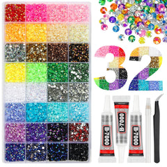 HRLbrc 36000pcs rhinestones organized in a 32-grid box for quick craft selection