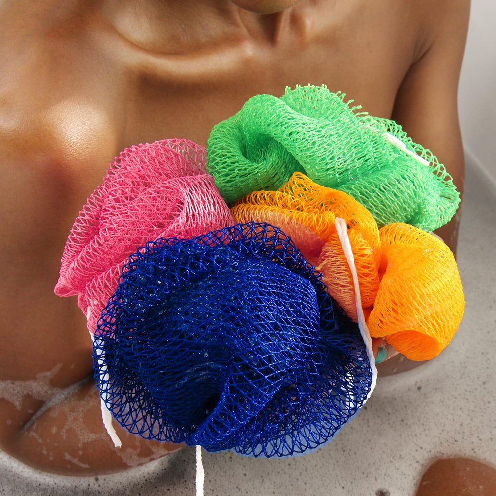 Hrsqu African Net Sponge storage bag image illustrates easy packing for travel.