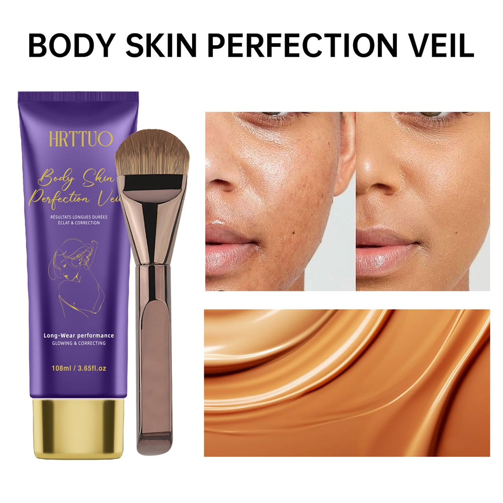 HRTTUO Waterproof leg makeup application highlights smooth blending for even skin tone.