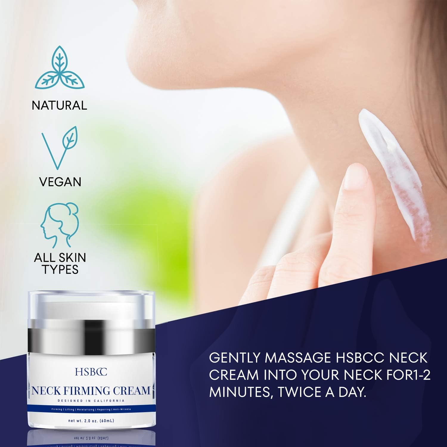 HSBCC neck cream swatch emphasizes hydration and moisture retention.