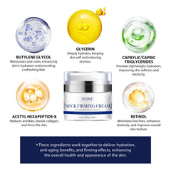 HSBCC neck cream texture close-up highlighting lifting and tightening potential.