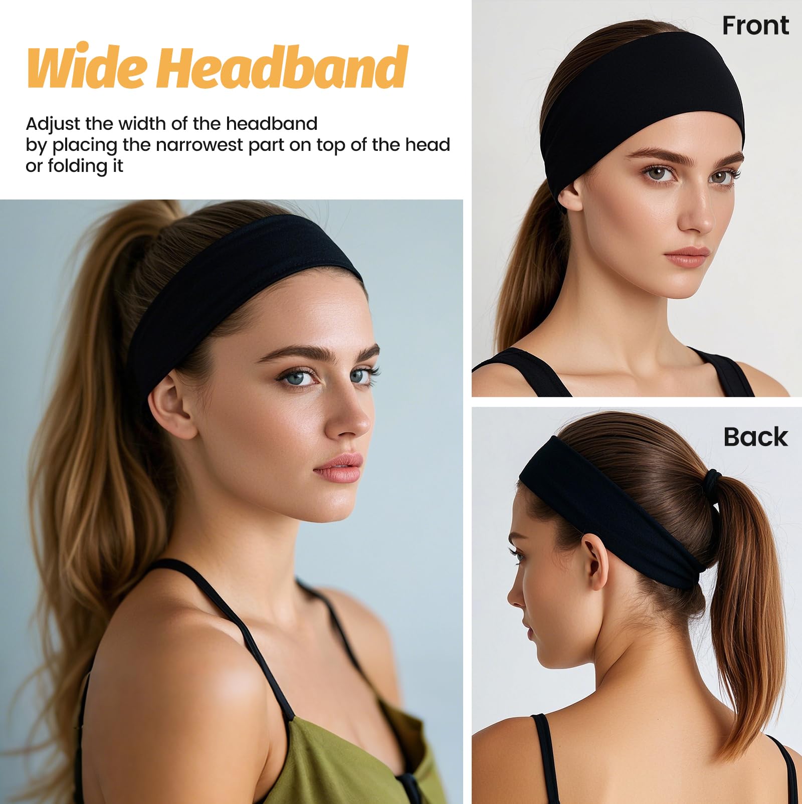 HSEM headbands white color for bright contrast and sweat-wicking performance during workouts.