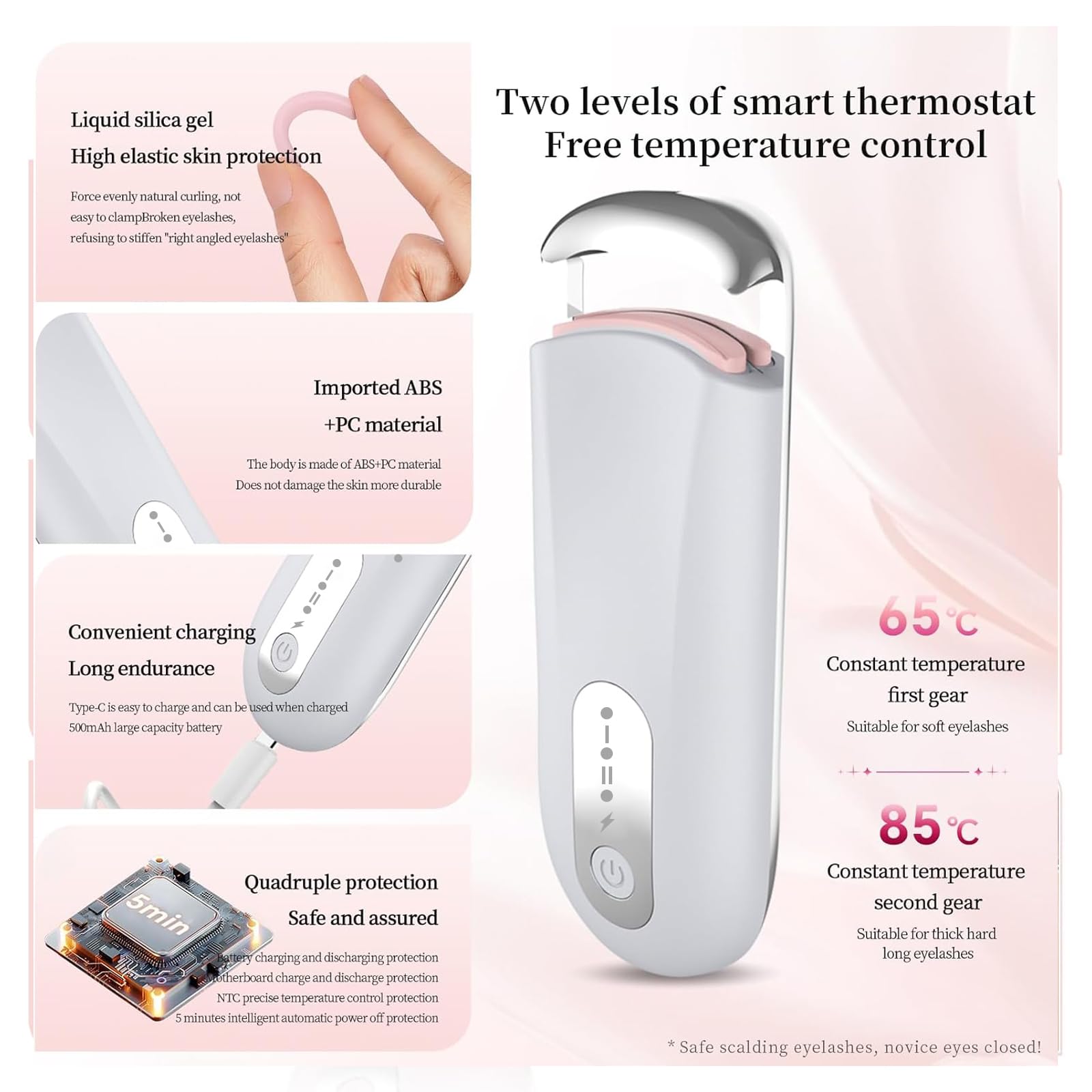 Hsenowi heated eyelash curler 3s heat-up for quick mornings