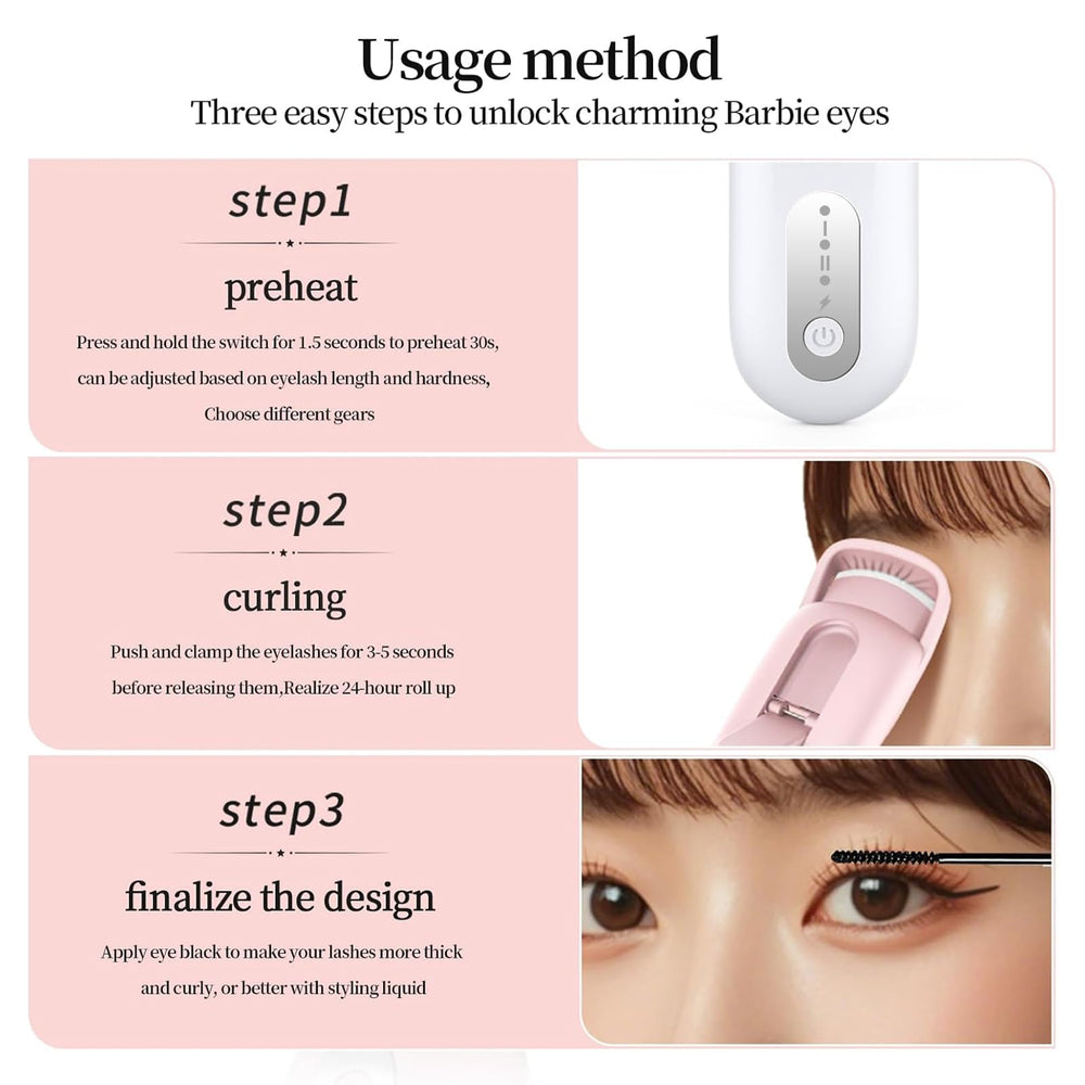Hsenowi heated eyelash curler 500mAh battery for long-lasting styling