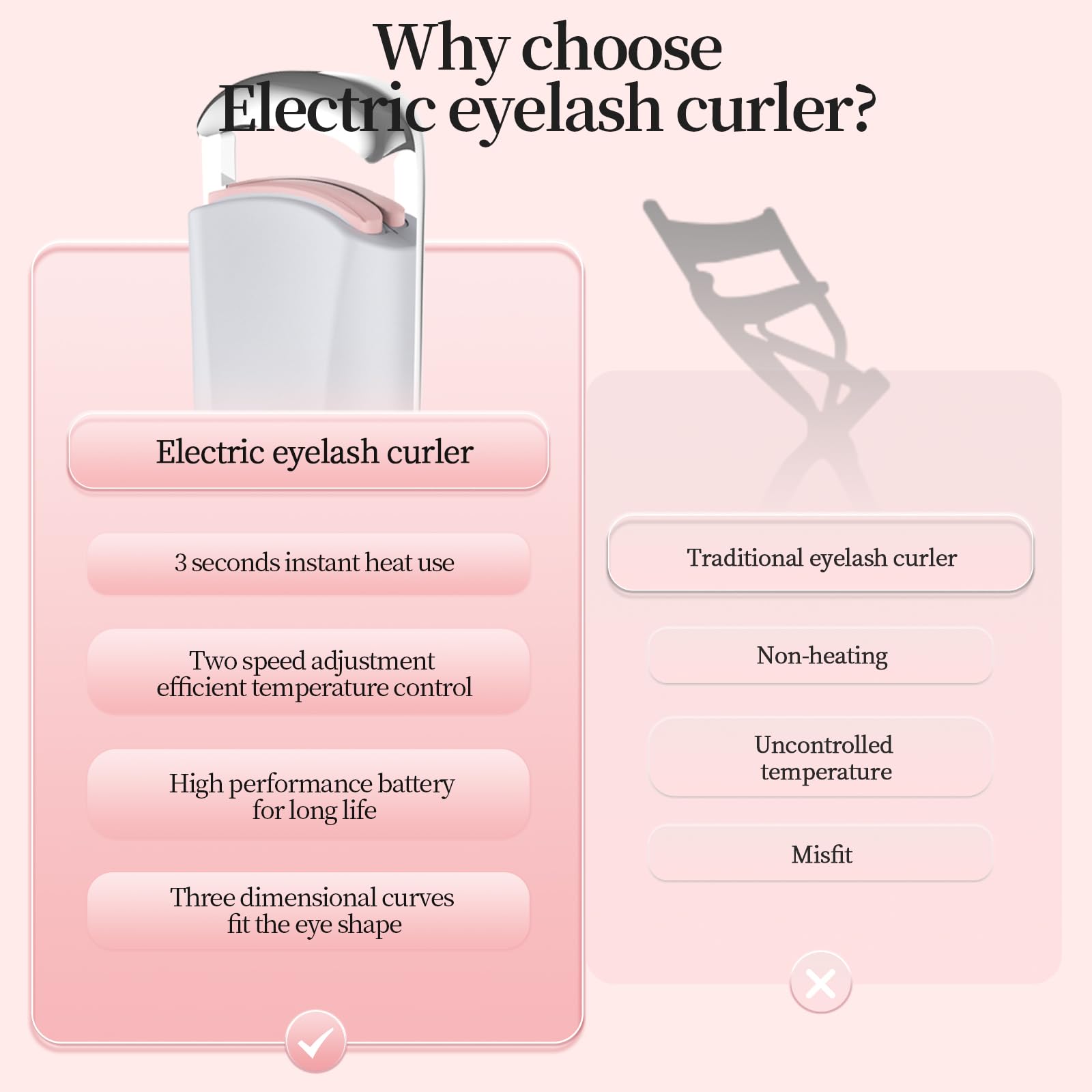 Hsenowi heated eyelash curler silicone gel skin protection for gentle curl