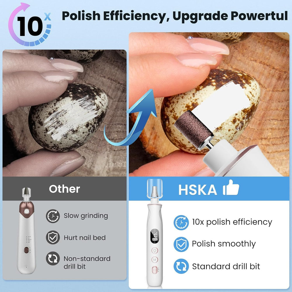 HSKAI 10-speed nail drill offers customizable performance for natural and thick nails.