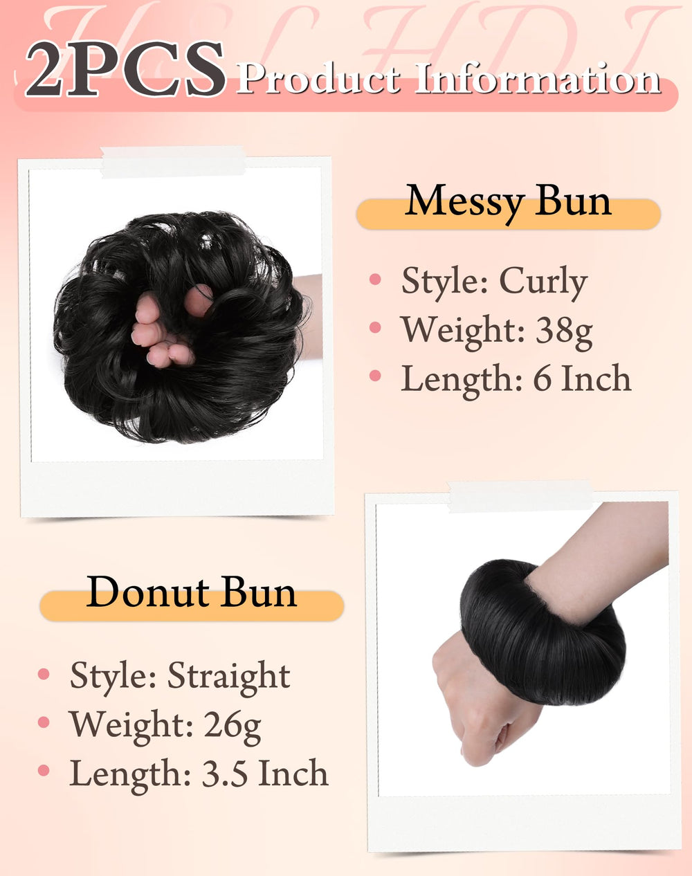 HSLHDI 2PCS donut updo small 3.5-inch offers polished elegance for special occasions.