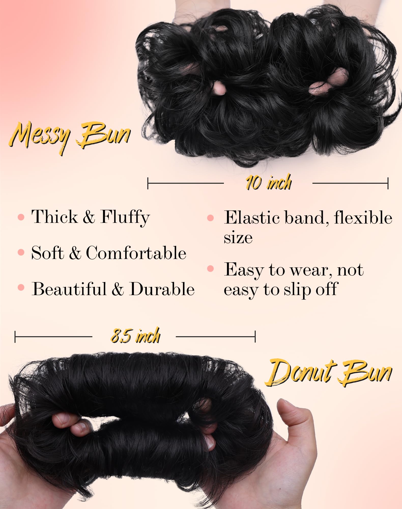 HSLHDI 2PCS textured fiber realistic-touch provides heat-friendly styling options.