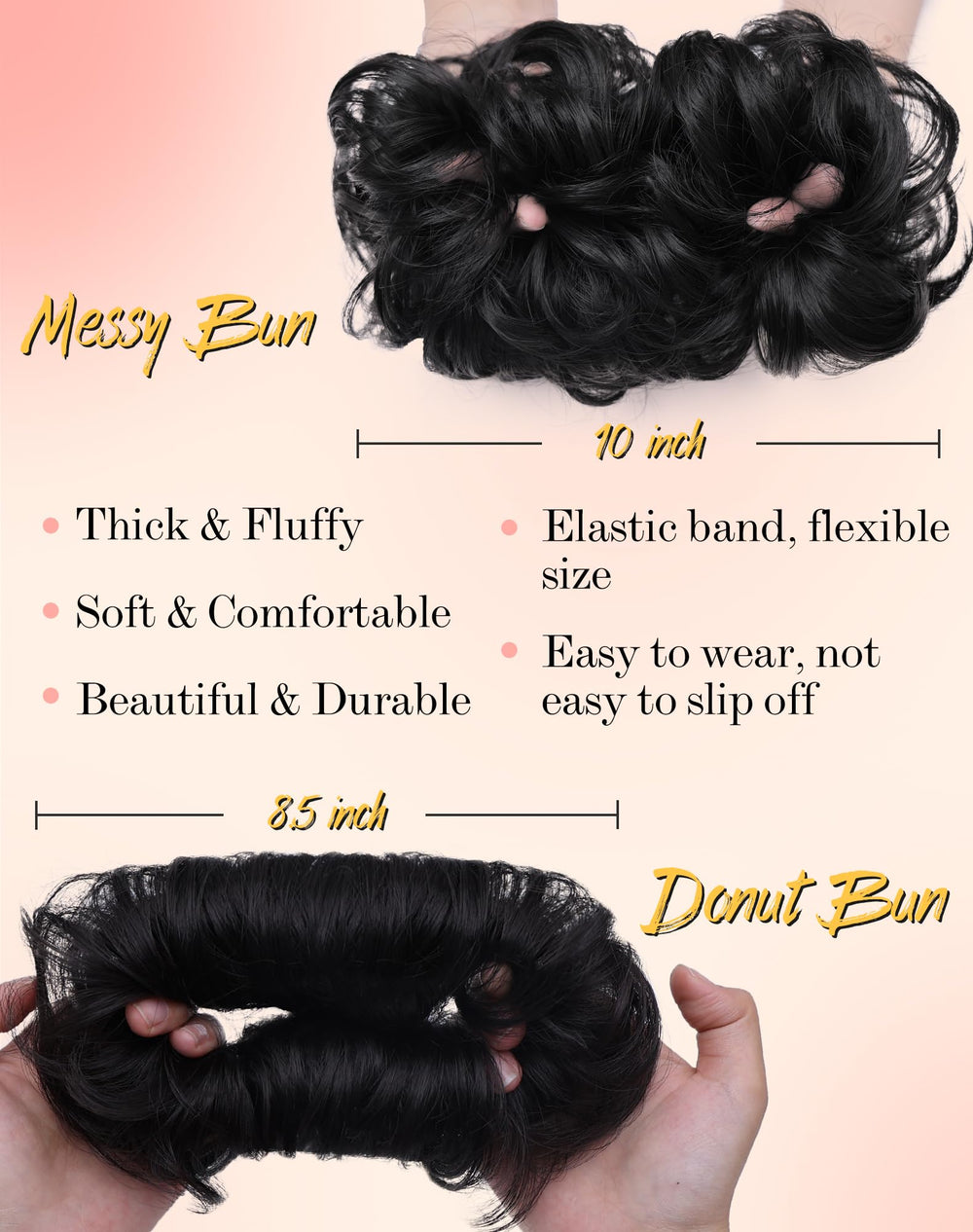 HSLHDI 2PCS textured fiber realistic-touch provides heat-friendly styling options.