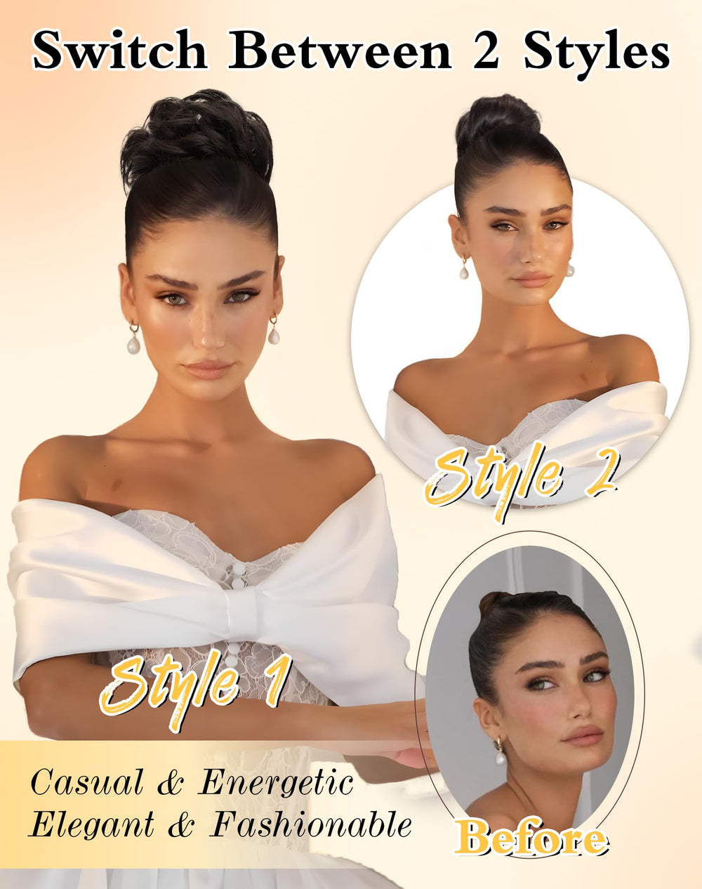 HSLHDI elastic band hidden grip image emphasizes secure fit for diverse hair types