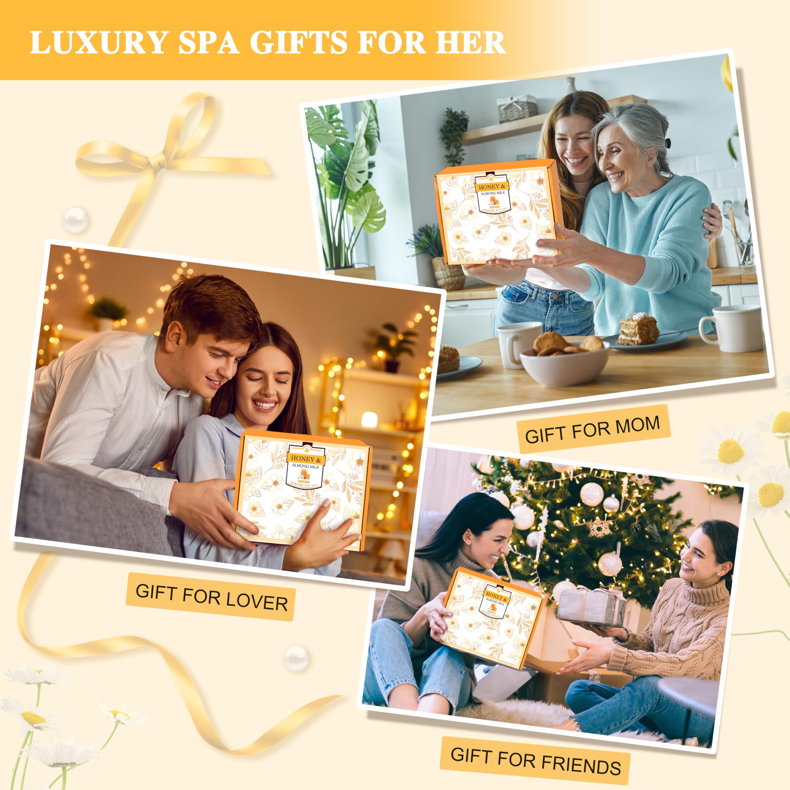 HSOEIXL almond milk honey gift box wrap, elegant packaging for gifting and celebrations.