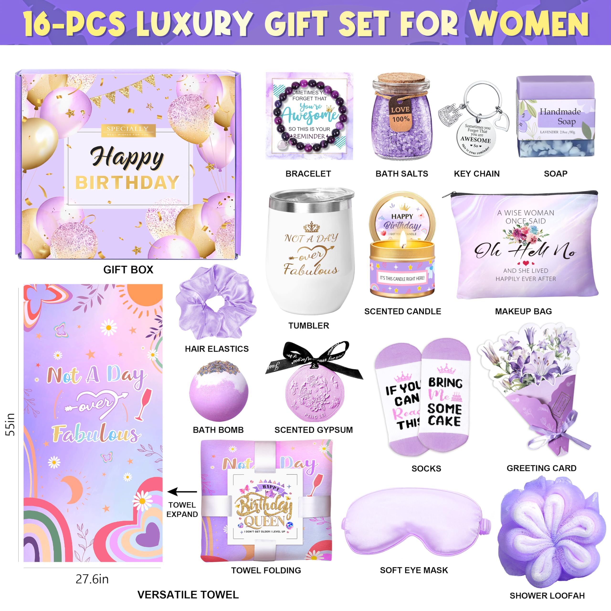 HSOEIXL spa gift basket relaxation pack with candle and bath bomb