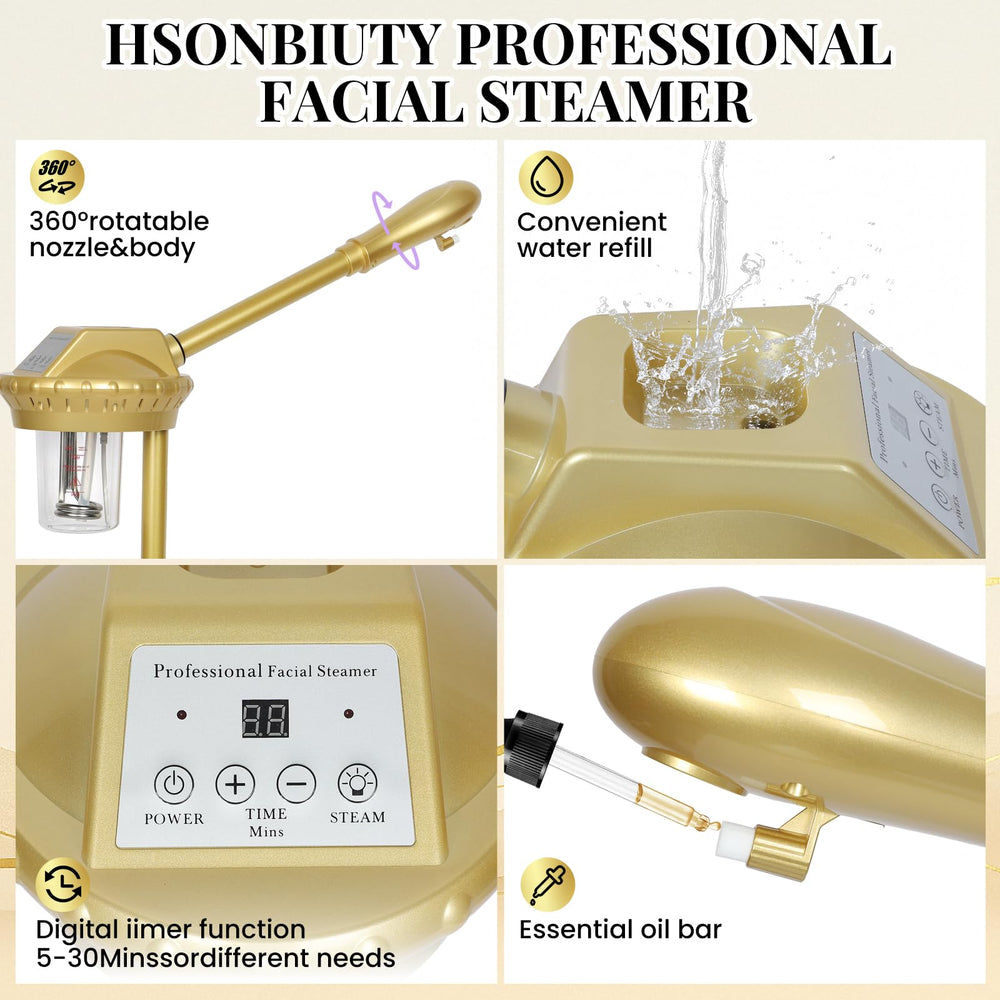 HSONBIUTY 360-degree-nozzle provides even steam coverage around the face.
