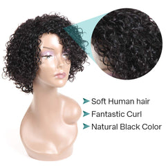 HUA Brazilian kinky curly 10-inch wig back view with voluminous curls.