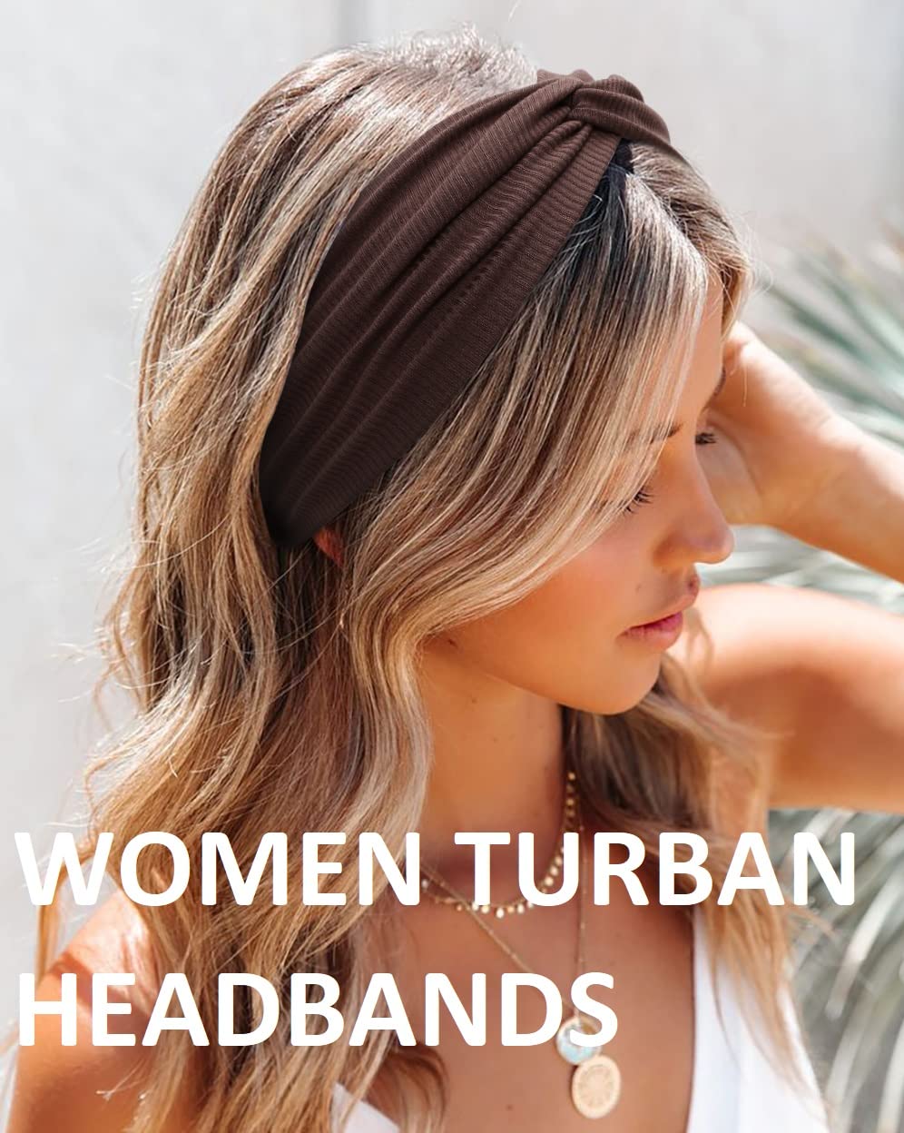 Huachi boho knotted headband color beige for versatile daily wear