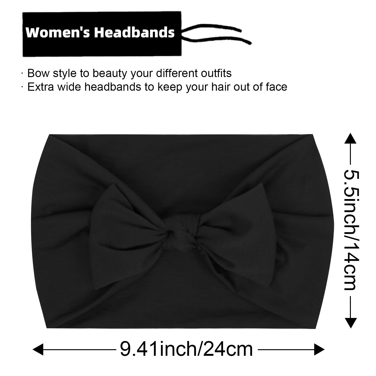 Huachi Bow Headband side view shows secure non-slip grip for workouts.