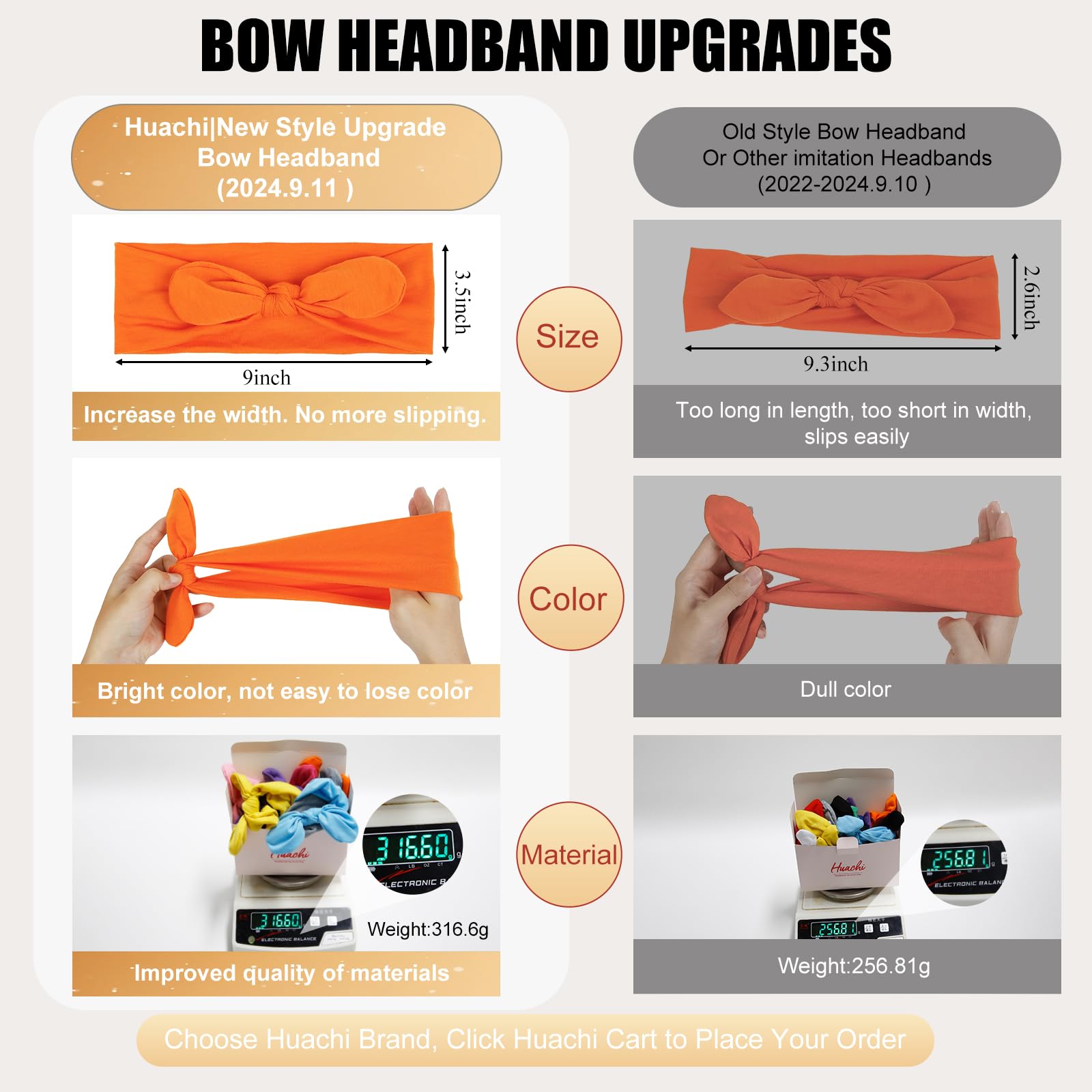 Huachi bow headbands bright colors for outfit coordination