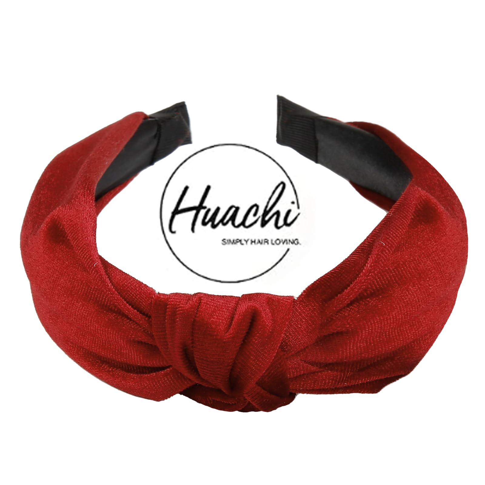 Close-up of Huachi velvet top knot showing soft fabric and detailed knot.
