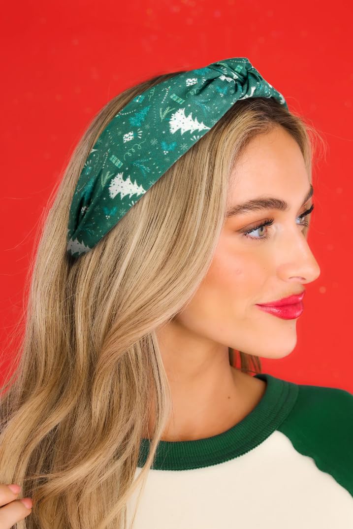 Huachi Christmas Headbands green Christmas trees—bold, festive look for family photos.