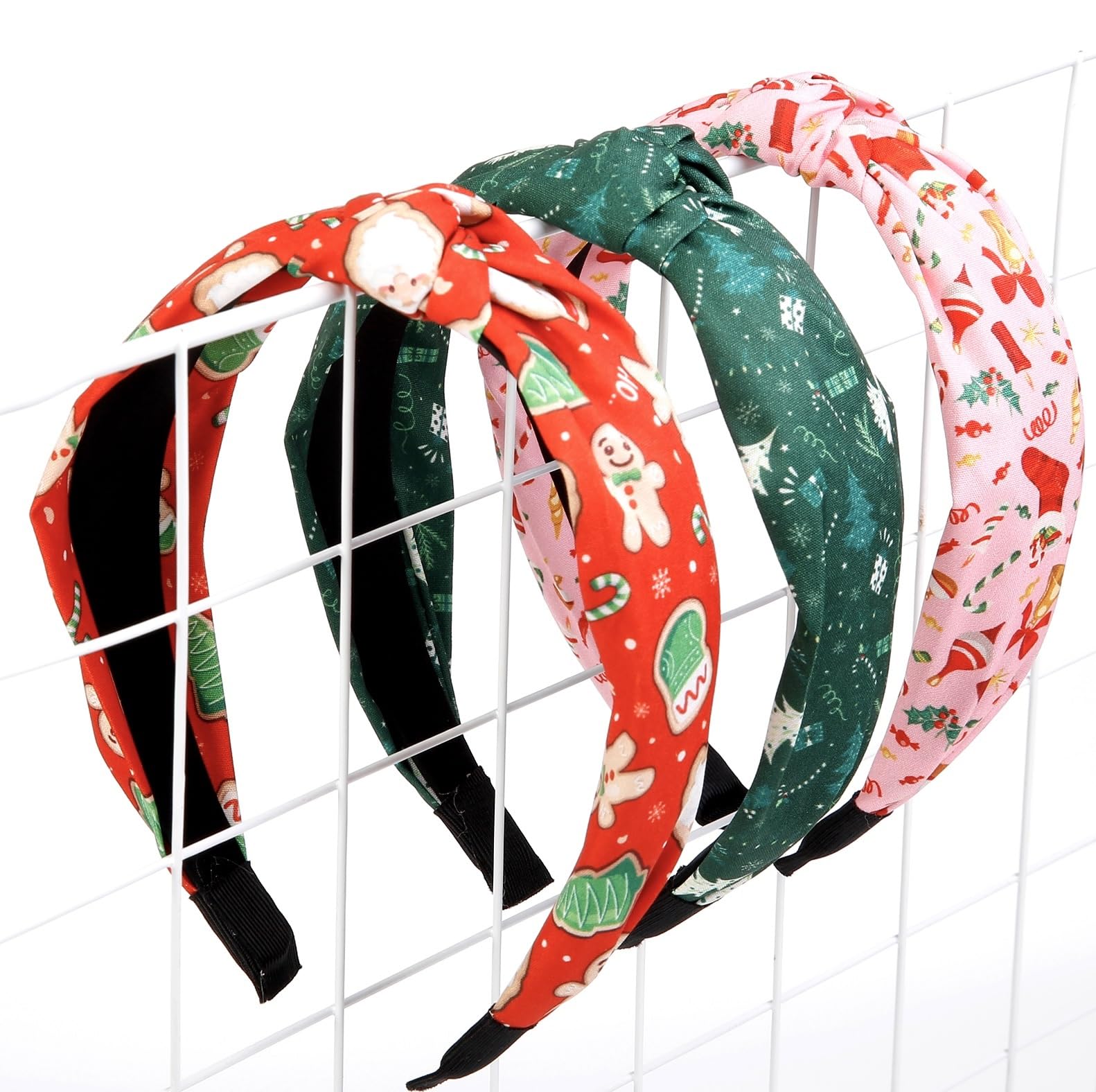 Huachi Christmas Headbands pink top knot—comfortable all-day wear for women and girls.